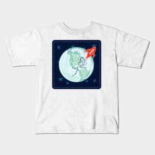 Cute Space Stamp Kids T-Shirt